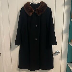 1960s Wool(?) Swing Coat with Real Mink Collar